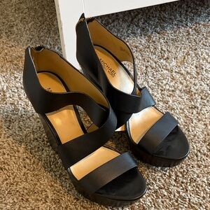 Michael Kors Black Crisscross Platform Heels